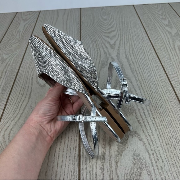 Journee Collection Nysha Formal Glitter Gem Material Flats 7.5 Silver $100 - Picture 3 of 8